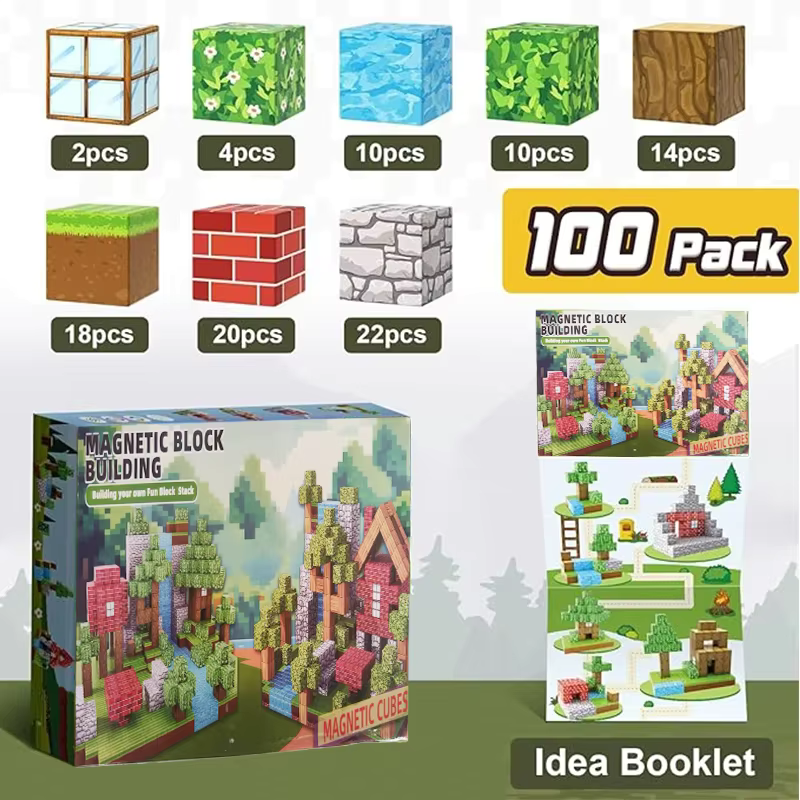 Pädagogisches Konstruktionsspielzeug: magnetisches Baustein-Set fördert Kreativität & motorische Fähigkeiten bei Kindern.