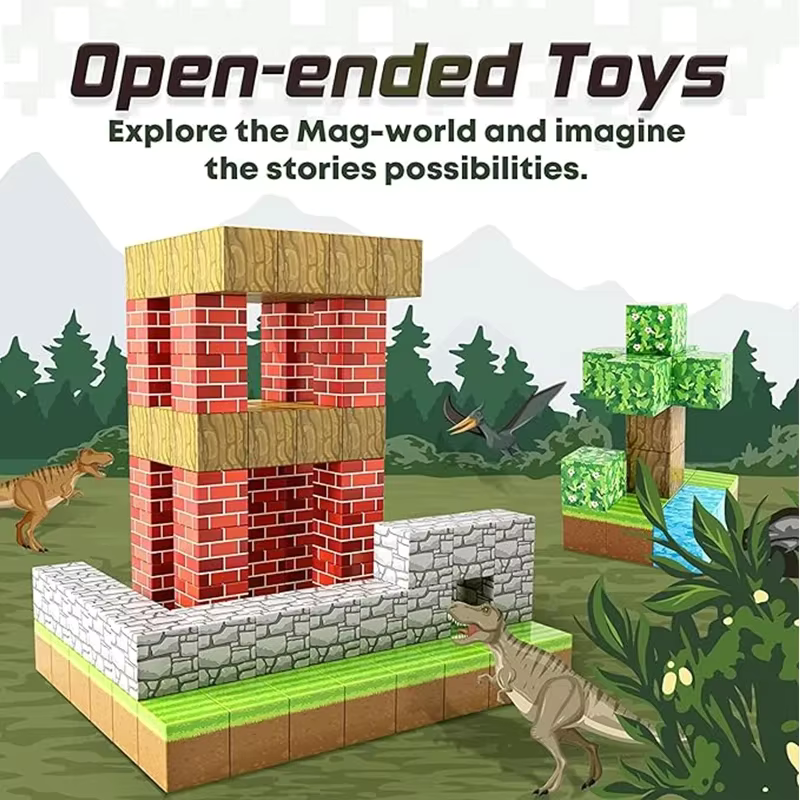 Glückliches Kind spielt mit farbenfrohen Magnetbausteinen aus dem Buildix Baustein-Set – ideales Geschenk für Kinder.