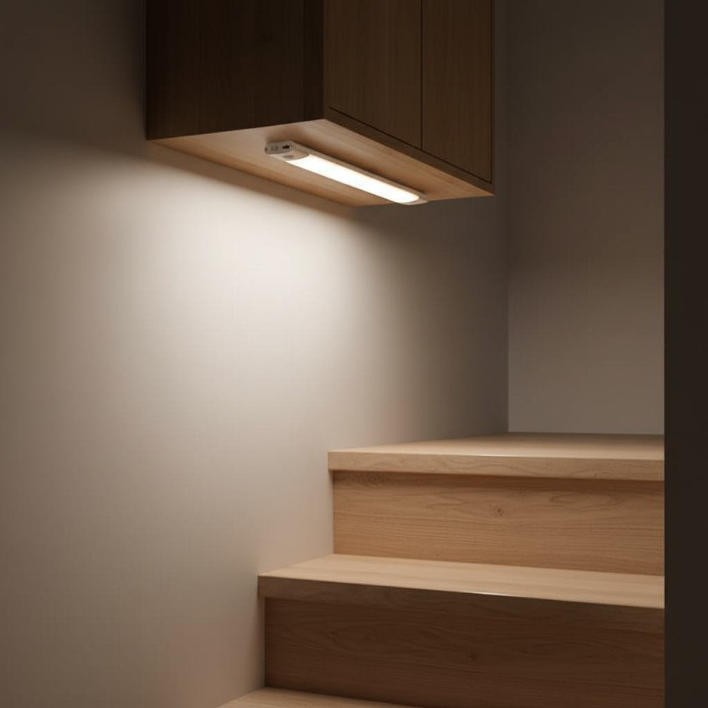Intelligente magnetische LED-Schrankleuchte mit Bewegungssensor für kabellose Beleuchtung.