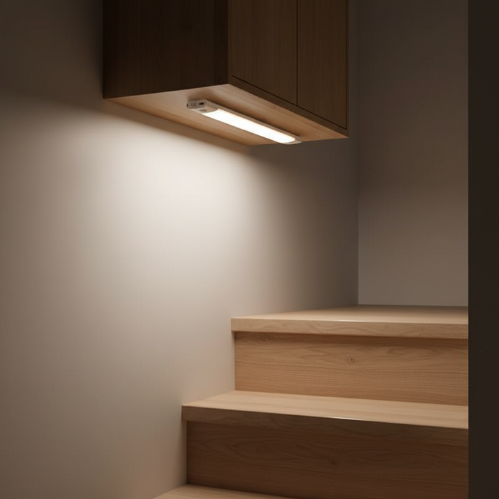 Intelligente magnetische LED-Schrankleuchte mit Bewegungssensor für kabellose Beleuchtung.