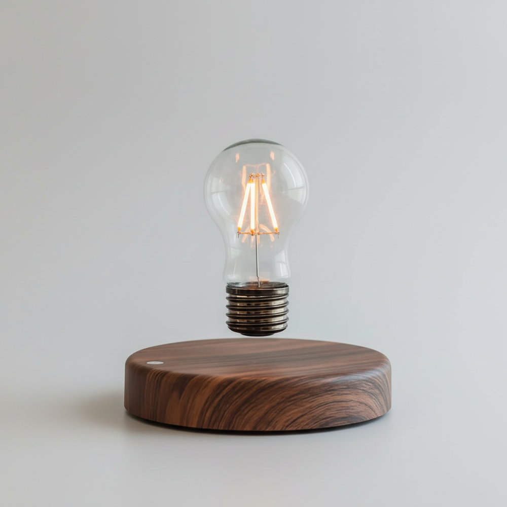 Innovatives Design: Schwebende LED-Tischlampe Floatique mit Magnettechnologie, perfekt für stimmungsvolles Licht.