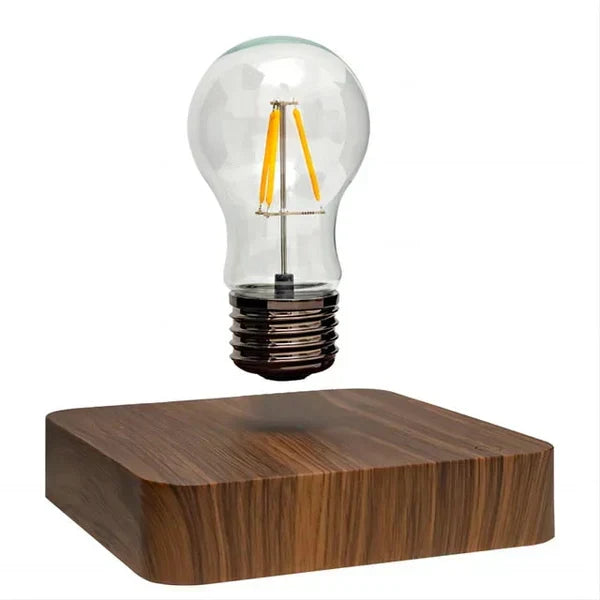 Elegante Walnussholz-Tischlampe Floatique, magnetisch schwebend mit LED, modernes Design für Innenbeleuchtung.