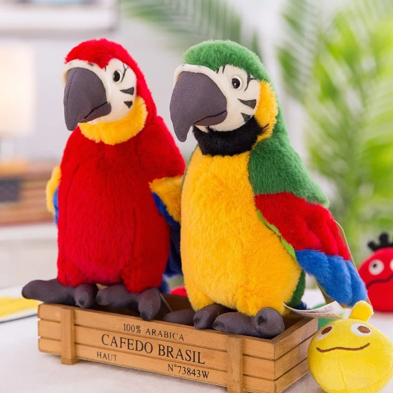 Interaktiver Plüschpapagei Squawkie, buntes Lernspielzeug für Kinder. Spricht & bewegt sich. Perfektes Kinderspielzeug.