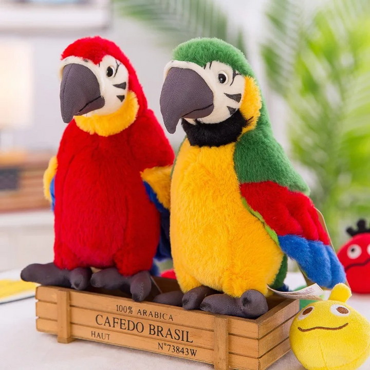 Interaktiver Plüschpapagei Squawkie, buntes Lernspielzeug für Kinder. Spricht & bewegt sich. Perfektes Kinderspielzeug.