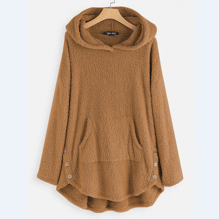 Entspannter Freizeit Look: Damen Kuscheliger Winter Hoodie, ideal zum Chillen. Warmer Kapuzenpullover.
