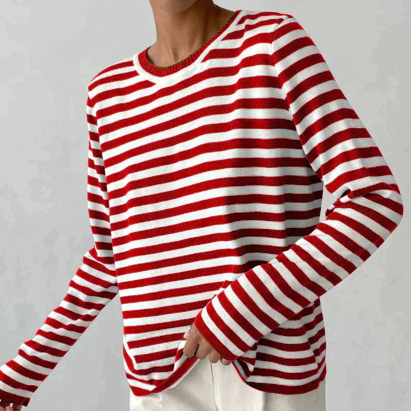Modisches Damen Langarm Stricktop im lockeren Schnitt, perfekt für entspannte Freizeit-Outfits.