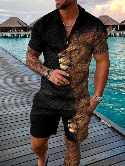 Bequemes Herren Sommer Set mit kurzärmeligem T-Shirt und Shorts, ideal für Freizeit & Urlaub.