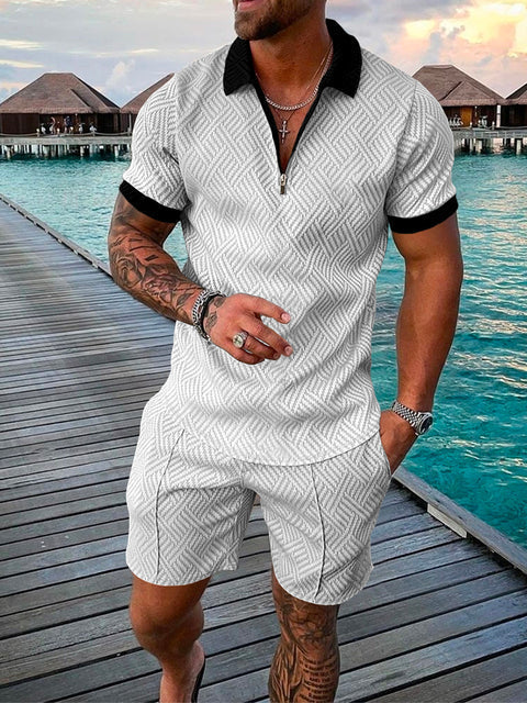Stylischer Herren Zweiteiler: Kurzarm T-Shirt und Shorts, perfekt als Sommer Outfit & Loungewear.