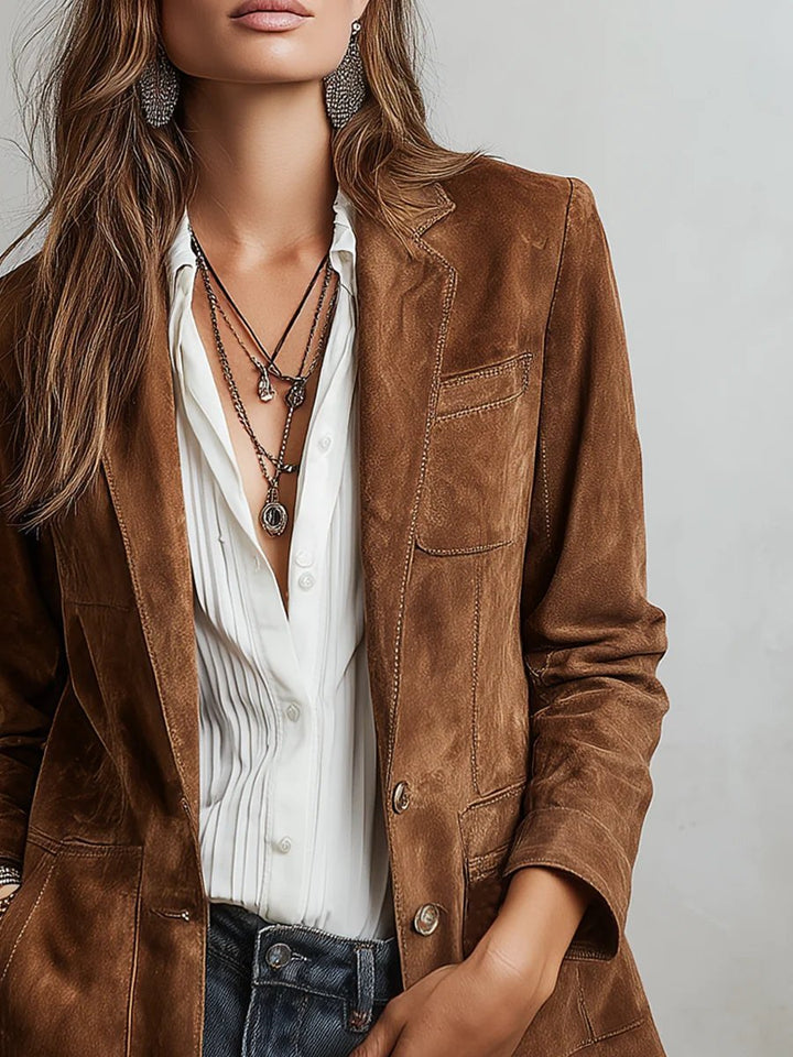 Eleganter Damen Cardigan-Blazer für Herbst. Einreihige Strickjacke tailliert, ideal für Business & Freizeit.
