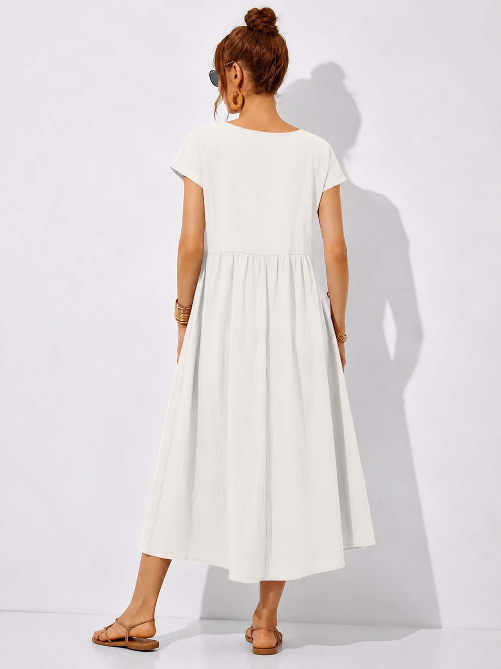 Bequemes Damen Freizeitkleid Mathilda, modisches Kurzarm-Kleid für Frauen, ideal als vielseitiges Sommer- und Alltagsoutfit.