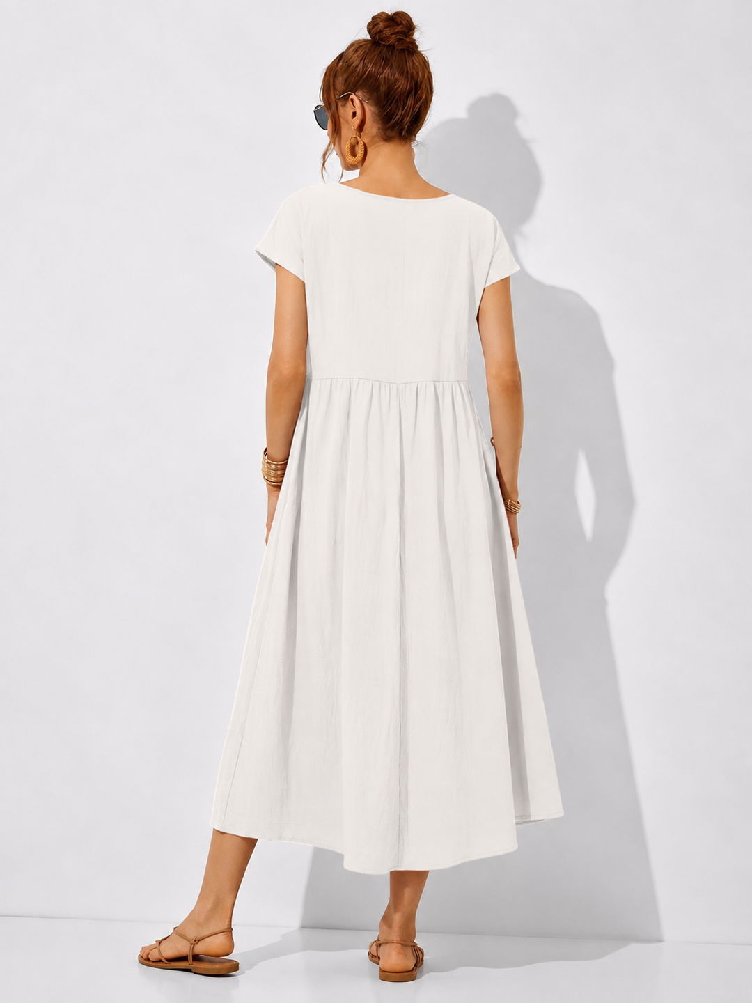Bequemes Damen Freizeitkleid Mathilda, modisches Kurzarm-Kleid für Frauen, ideal als vielseitiges Sommer- und Alltagsoutfit.