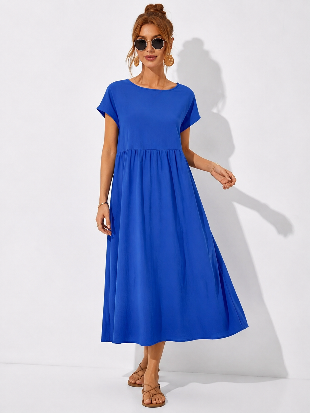 Vielseitiges Sommerkleid Mathilda für Damen, bequemes Freizeitkleid mit Kurzarm, ideal für elegante und entspannte Anlässe.