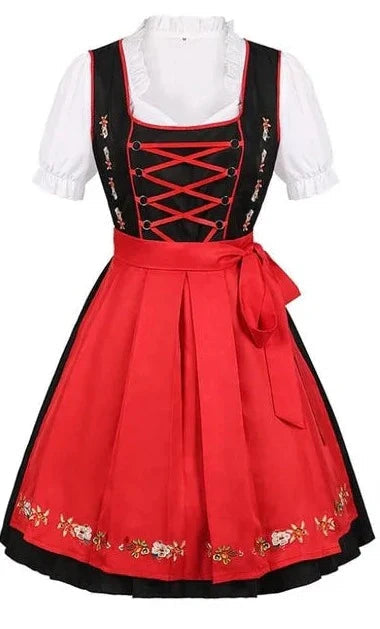 Damen Dirndlkleid mit charmantem Schnürmieder und detailreicher Stickerei. Ideales Festkleid für Oktoberfest.