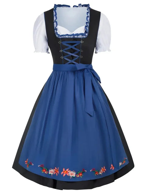 Elegantes Damen Dirndlkleid Komplettset für Oktoberfest & Volksfest. Traditionelle Trachtenmode mit Stickerei.