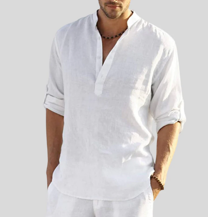 Elegantes Herren Langarm Kragenhemd, perfekt für stilvolle Auftritte im Frühling und Sommer.