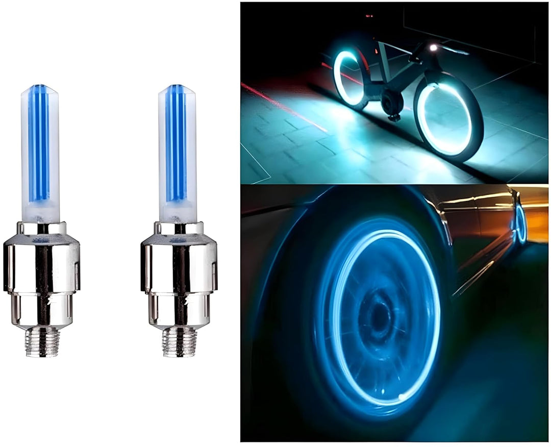 4er Set leuchtende Ventilkappen für Auto & Fahrrad. LED-Reifenlicht für mehr Sicherheit bei Nachtfahrten.