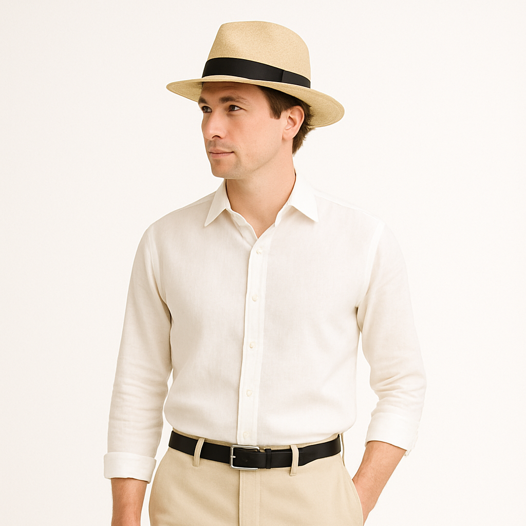 Eleganter Herren Panama-Hut, handgemacht, idealer Sommerhut für Freizeit & Smart Casual Look, bietet Sonnenschutz.