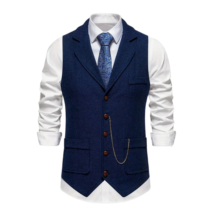 Stilvolle Herren Hahnentritt Weste mit feinem Kettendetail, ideal für Business & Casual.