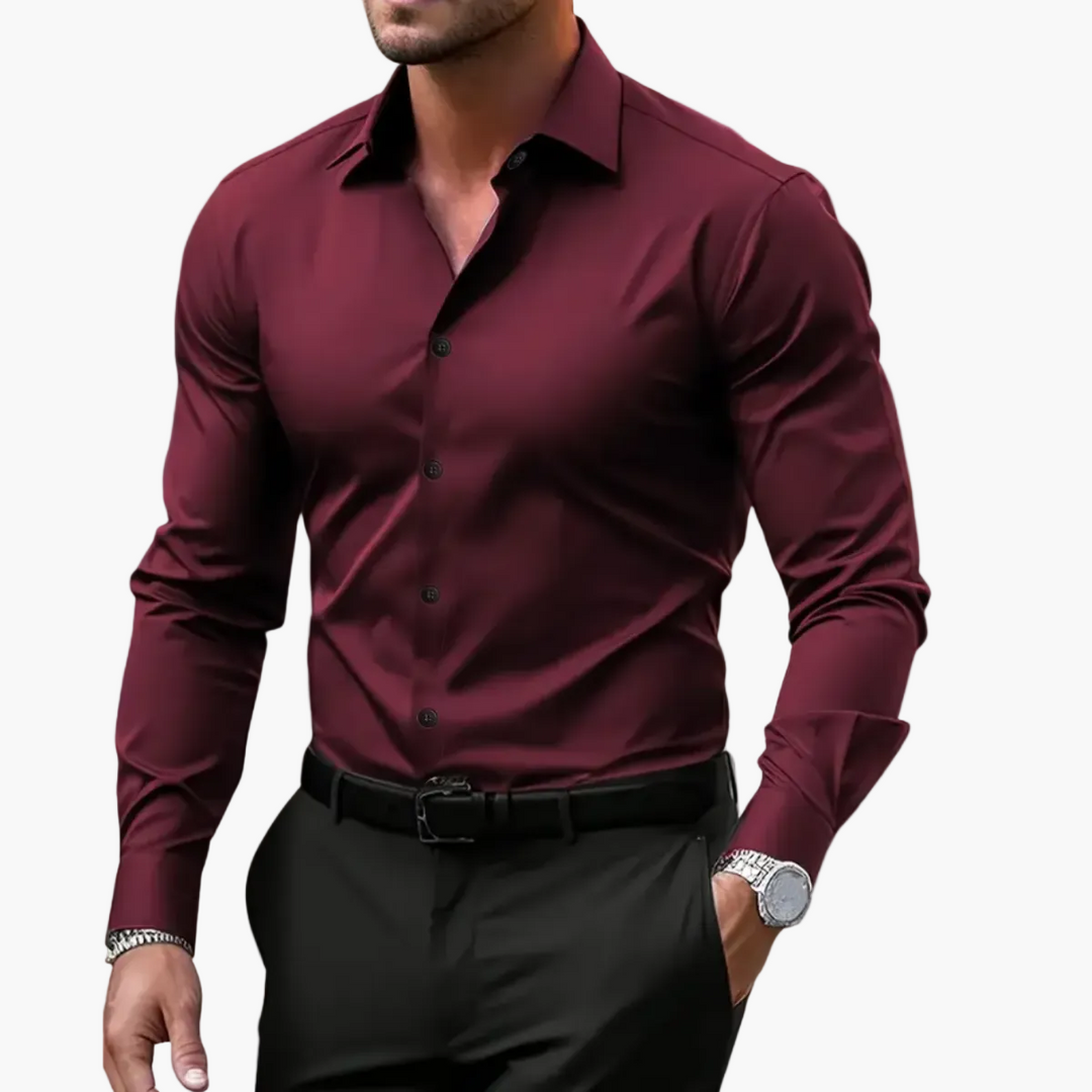 Elegantes Herren Business Hemd Slim Fit, Langarm, perfekt für Büro Outfit und Smart Casual Anlässe.