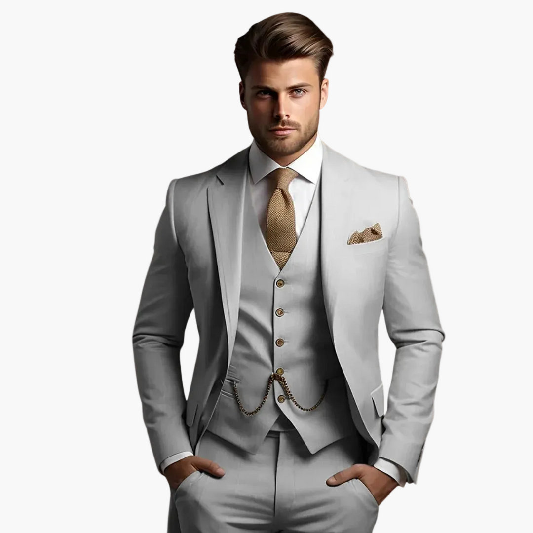 Moderner Business Anzug für Herren: Eleganter Dreiteiler für professionellen Auftritt.
