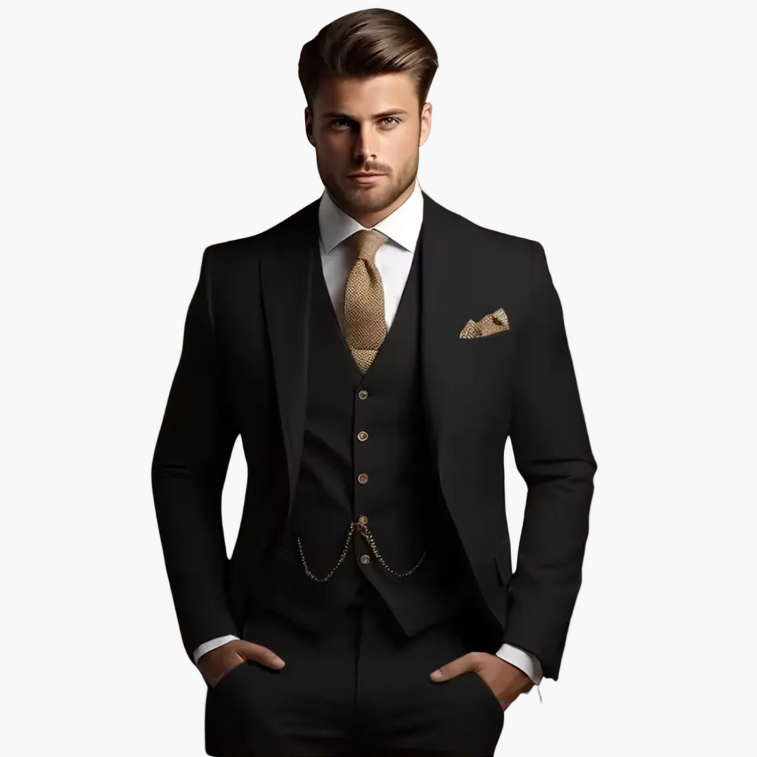 Herren Eleganter Dreiteiler Anzug: Klassischer Stil für Business, Hochzeit & festliche Anlässe.