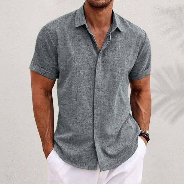 Stylisches Herren Sommerhemd für Urlaub & Strand; atmungsaktives Kurzarmhemd für einen entspannten Look.