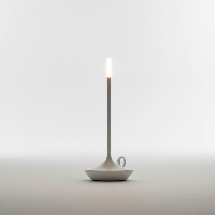 Kabellose, dimmbare LED-Tischleuchte Lightara aus Aluminium, minimalistisch für modernen Innenbereich.