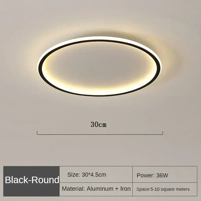 Elegante minimalistische LED Deckenleuchte RoundSkye, rund & flach, perfekt für modernes Wohnambiente.