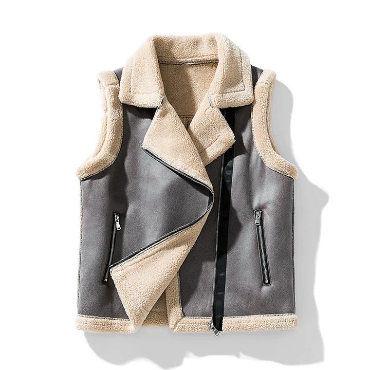 Wärmende Damen Weste ohne Ärmel in Grau, stylisch für die kalte Winterzeit. Gemütliche Damenoberbekleidung.
