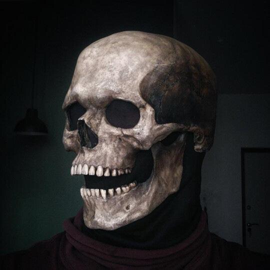 Beängstigende Vollkopf-Skelettmaske für Erwachsene. Ideales Kostümzubehör für Horror-Halloween & Cosplay.