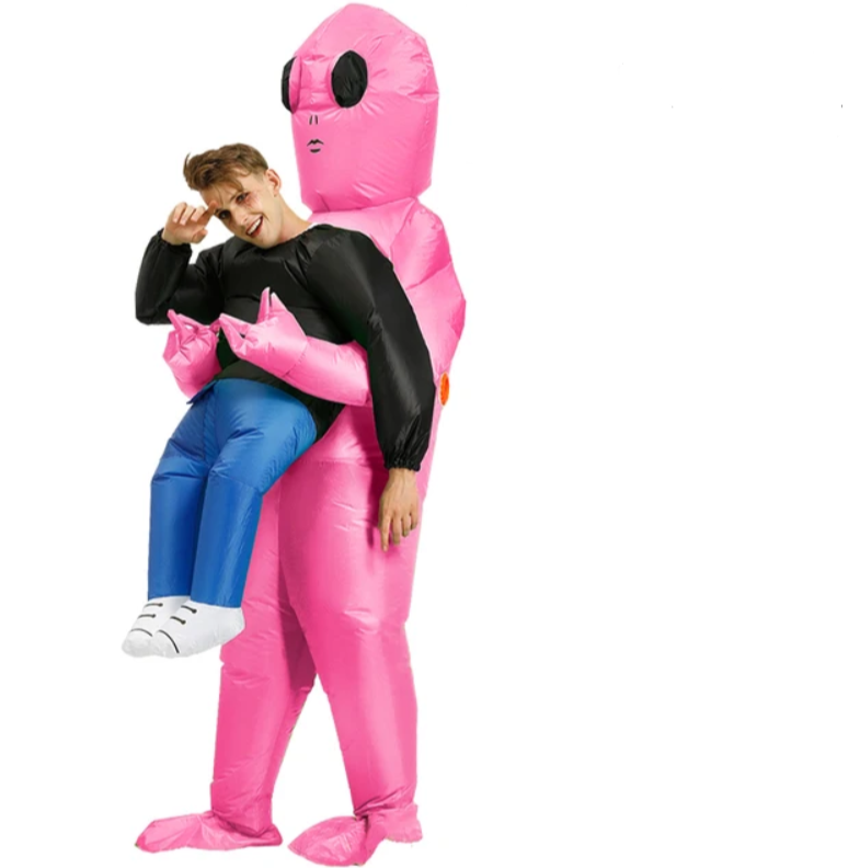 Auffälliges aufblasbares Alien-Kostüm als unisex Verkleidung für jede Motto-Party, Halloween oder Faschingsumzüge.