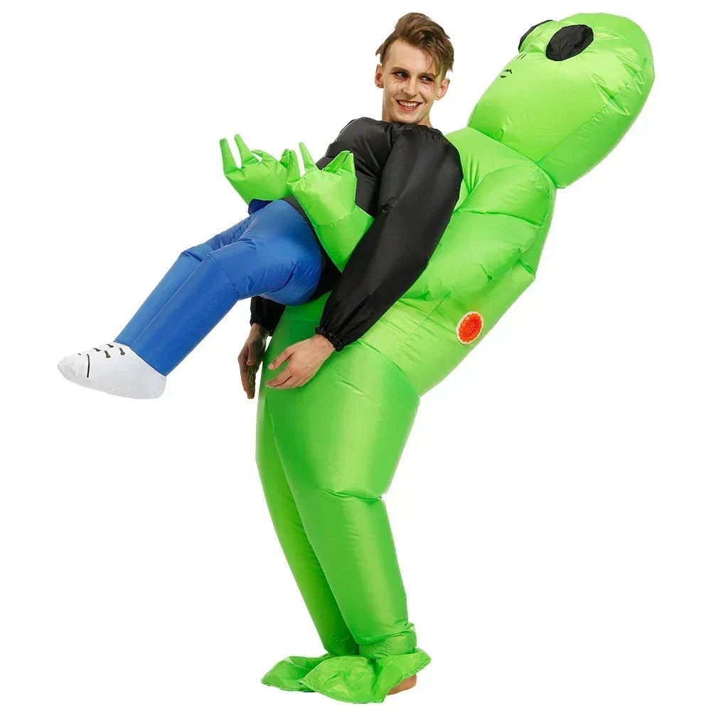Unisex aufblasbares Alien-Kostüm für schnelle Verkleidung zu Halloween, Karneval oder Themenpartys. Lustige außerirdische Optik.