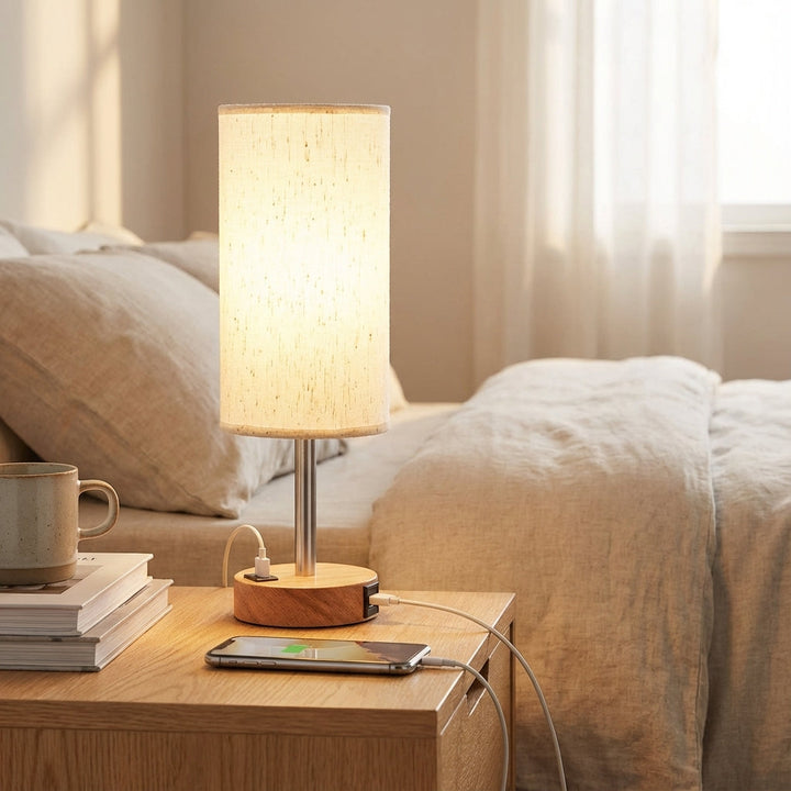 Moderne dimmbare Serenbeam Nachttischlampe mit Touch-Funktion für Schlafzimmer & Wohnzimmer, elegantes Design.