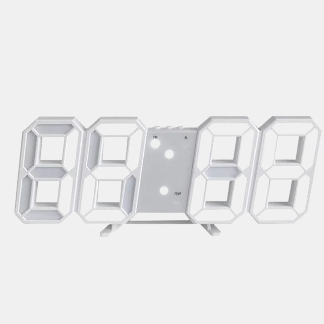 Moderne 3D LED Digitaluhr für Wand & Tisch, ideal für Wohnzimmer und Büro. Klare Zeitanzeige, minimalistisches Design.
