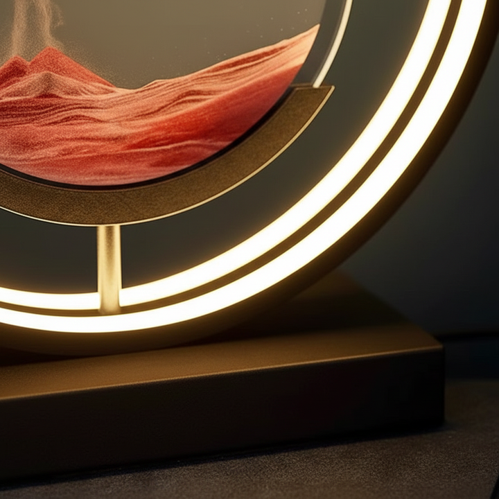 Elegante Aequora 3D Sandkunst Tischlampe, perfekt für moderne Wohnkultur & Entspannung.