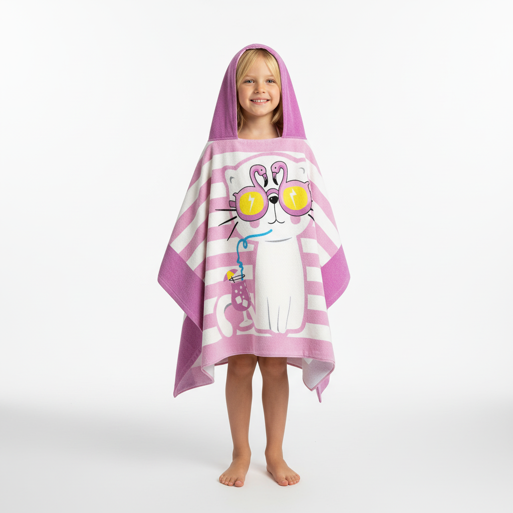 Kuscheliges Baby Kapuzenhandtuch, saugstark & weich, mit lustiger Tier-Cartoon-Stickerei, perfekt nach dem Baden.