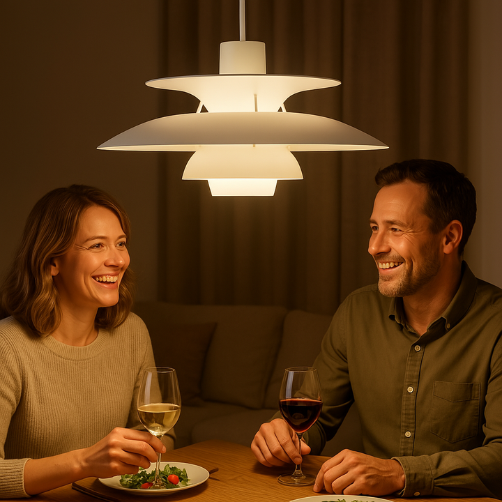 Moderne runde dimmbare LED Deckenlampe, ideal für Wohnzimmer und Esszimmer.