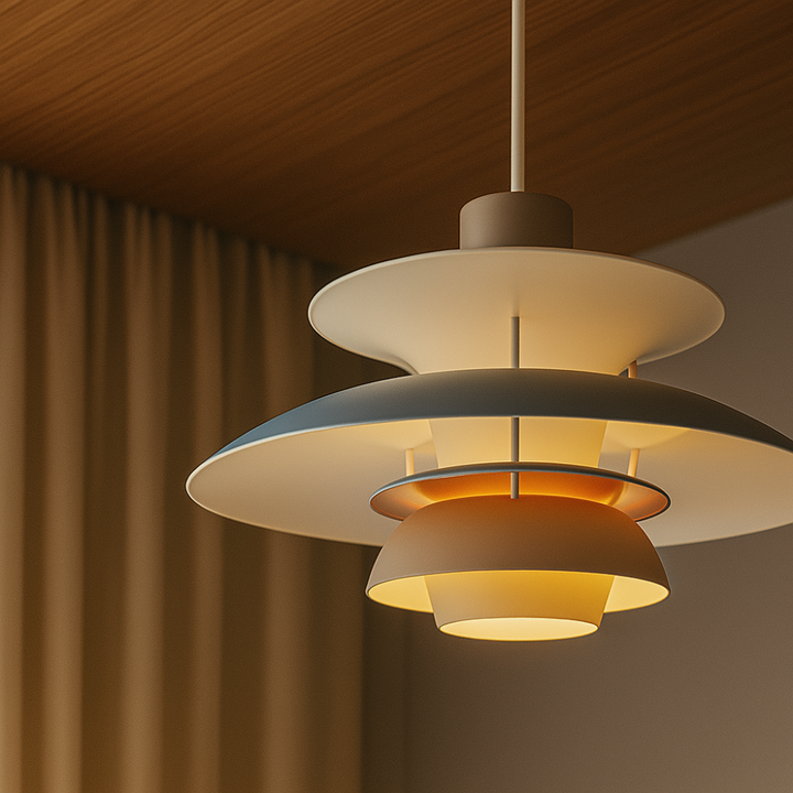 Dimmbare runde LED Deckenlampe, schafft stilvolle Atmosphäre in Wohn- und Esszimmer.