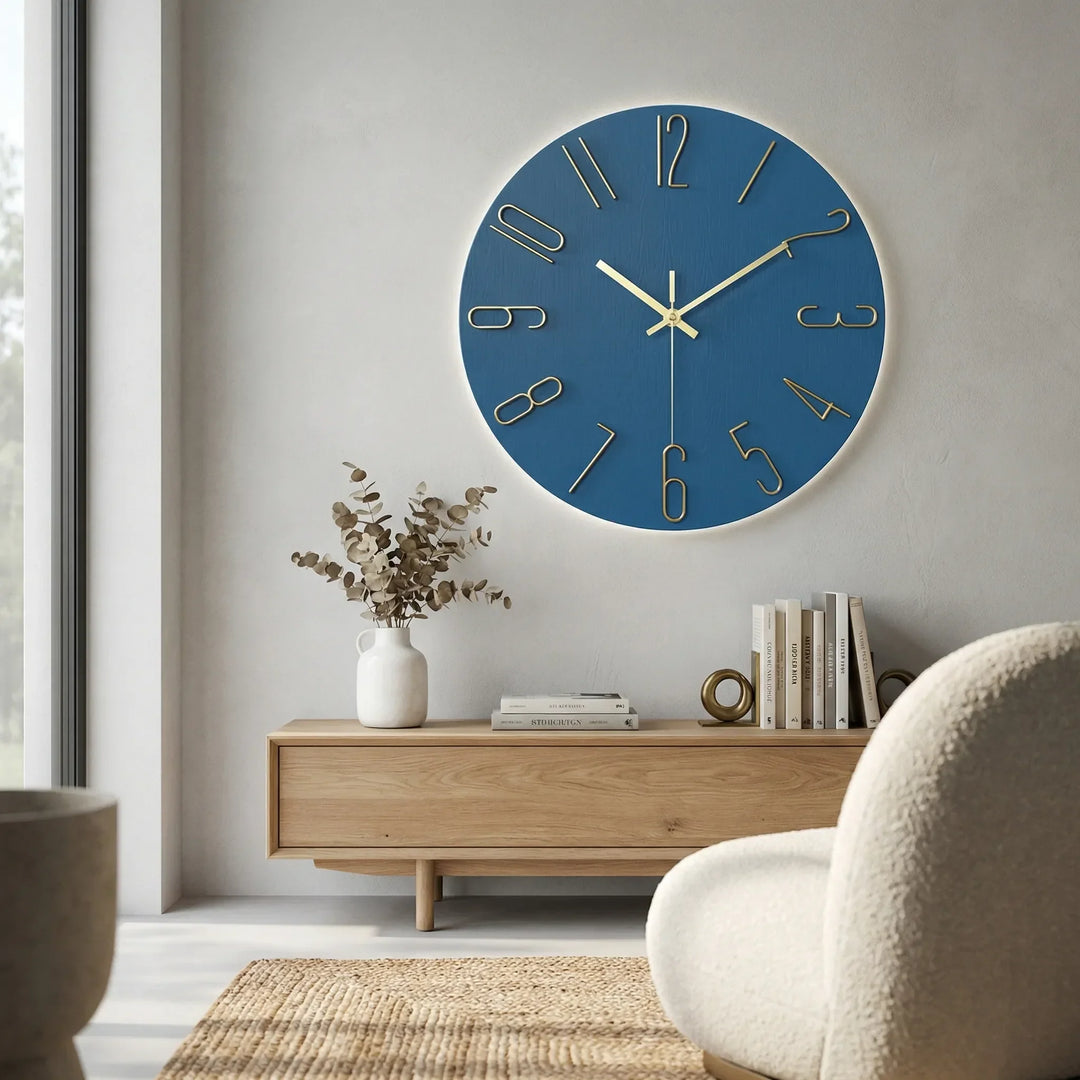 Moderne, runde Wanduhr, geräuschlos, ideal für Wohnzimmer & Schlafzimmer Dekoration.