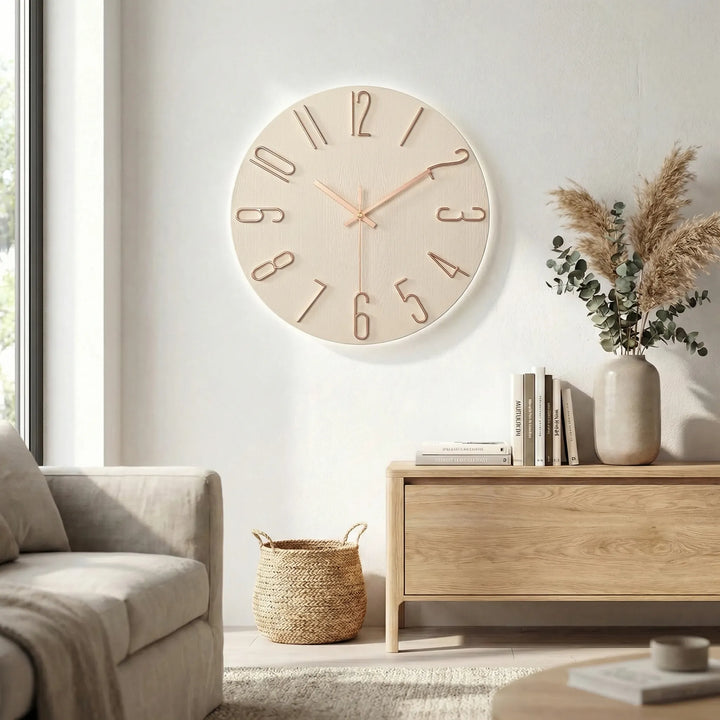 Geräuschlose, moderne Wanduhr, rundes Design, perfekt für Schlafzimmer & Wohnzimmer Dekoration.
