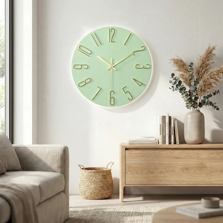 Akzentuhr: moderne, runde Wanduhr als stilvolle Dekoration für Ihr Heim, zeitlos und elegant.
