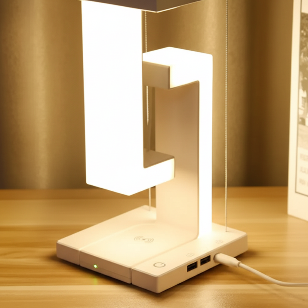 Elegante schwebende Lampe mit warmem LED-Ambientelicht, modernes Design Deko für Wohnzimmer und Schlafzimmer.