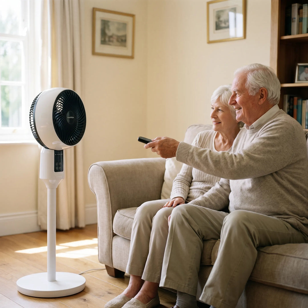 Vielseitiger 3D-Zirkulationsventilator für optimale Raumbelüftung, flexibel als Tisch- oder Standventilator.