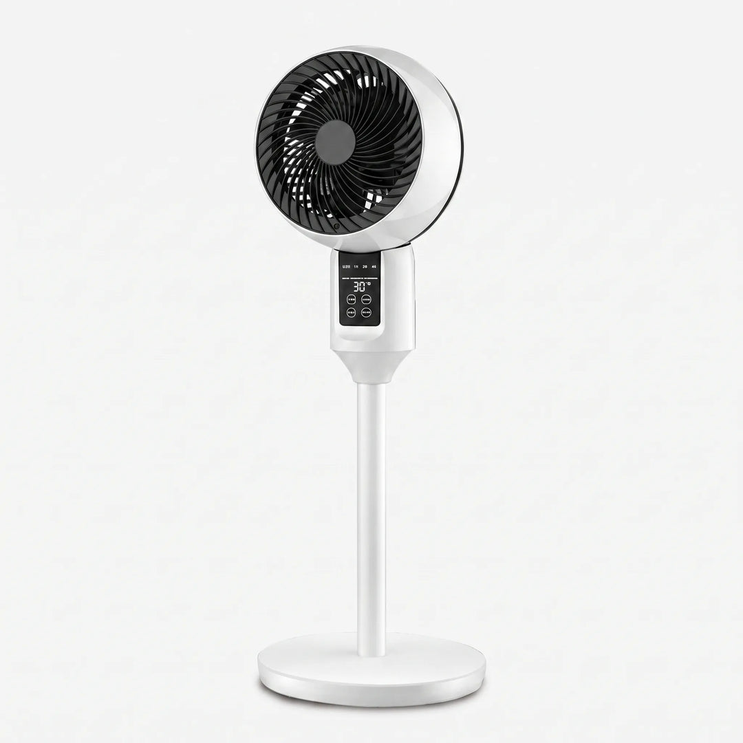 Moderner Zirkulationsventilator mit Fernbedienung und Timerfunktion, ideal für flexible Kühlung im Sommer.