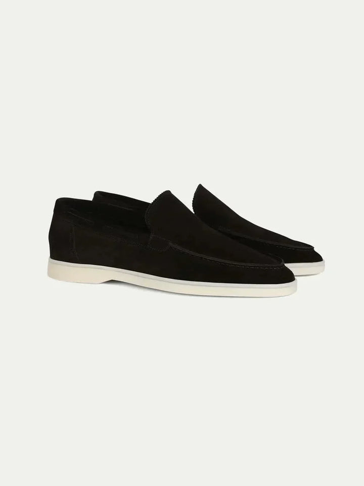 Elegante schwarze Herren-Loafer im klassischen Stil, handgefertigt aus hochwertigem Leder für Komfort.
