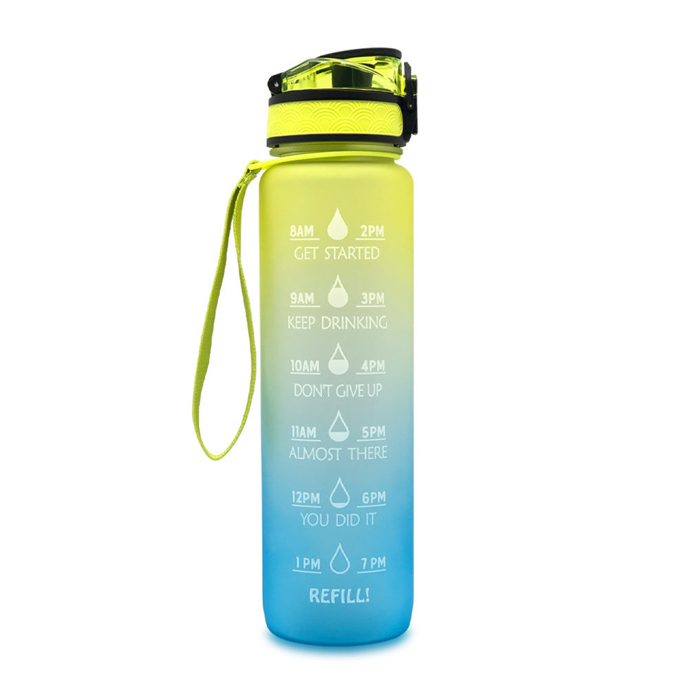Effektive Hydrierung: Motivations-Trinkflasche 1L mit Zeitleiste, Trageschlaufe & BPA-freiem Material.