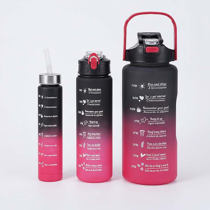 AquaPulse Motivationsflasche fördert gesunde Hydration. Mit Zeitmarkierung, Trinkflasche für Alltag, Büro & Sport.