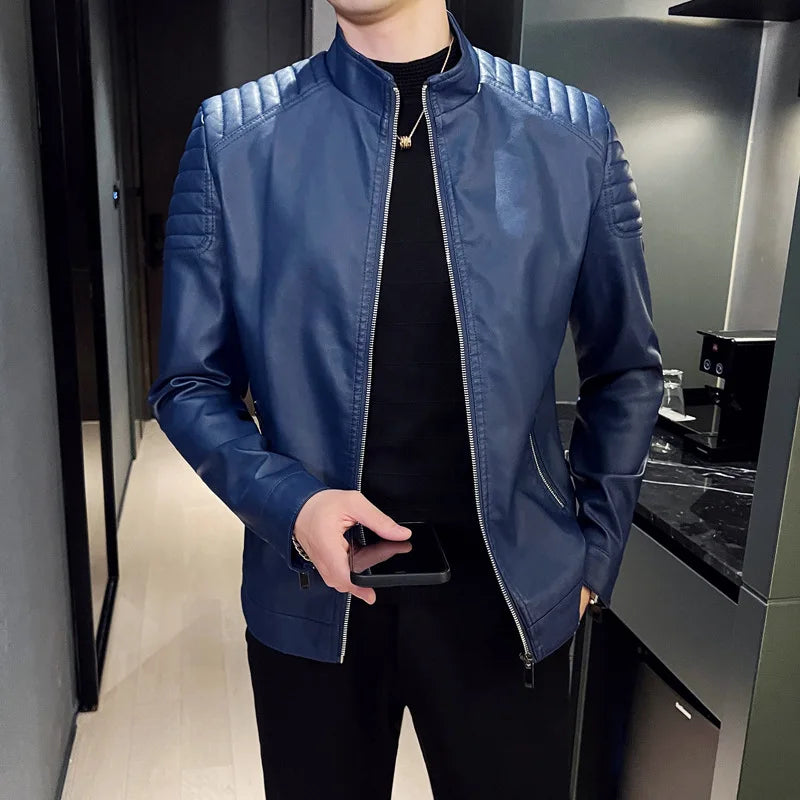 Klassische Herrenjacke, Slim Fit in Blau, ideal für Freizeit & Übergang, mit stilvollem Reißverschluss.