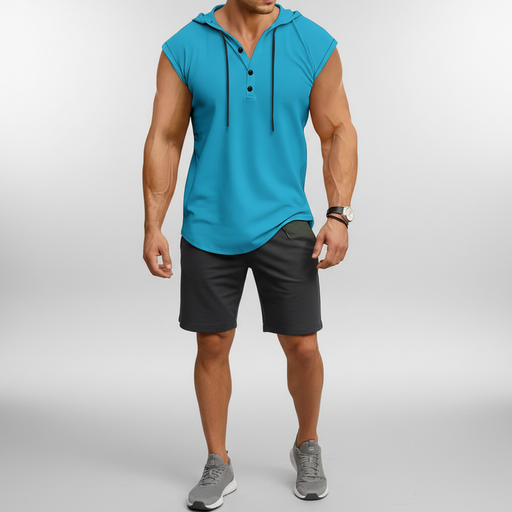 Modisches Herren Henley Tanktop ärmellos, atmungsaktiv & schnelltrocknend. Must-have für Activewear.