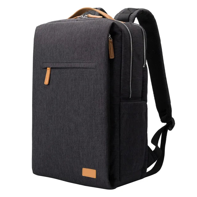 Eleganter beiger Unisex Laptoprucksack mit USB-Ladeanschluss. Ideal für Pendler, Arbeit und Freizeit.